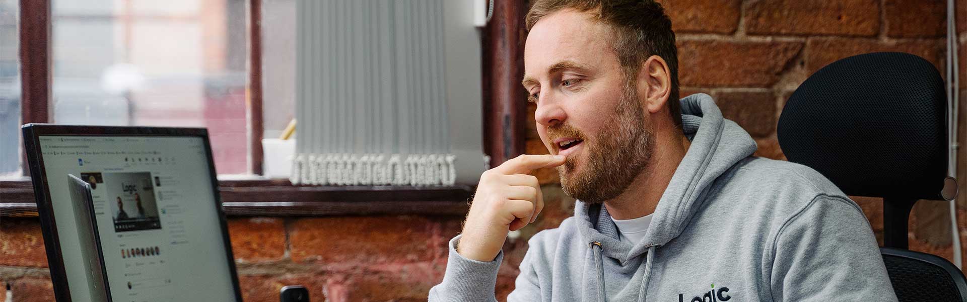 Recruiter Lee Quoroll ponders a role that he is filling in Stoke-on-Trent