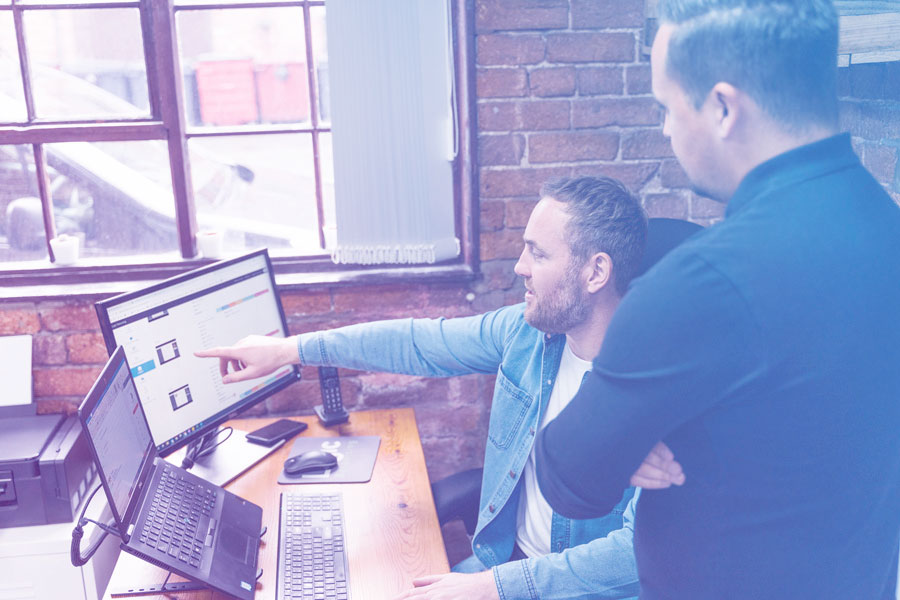 Recuitment consultants Nathan Kingsbury and Lee Quoroll at the Logic Resourcing office in Stoke-on-Trent